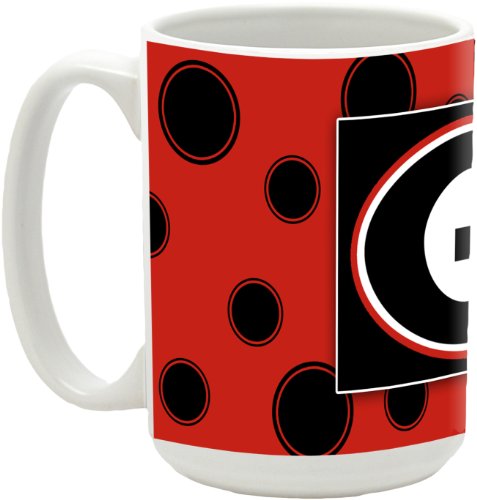 NCAA University of Georgia 15-Ounce Polka Dots in University Colors Ceramic Mug