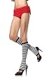 5563 Nylon Striped Stirrup Knee Highs, Black/White, One Size