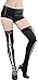 ToBeInStyle Women’s Spooky Skeleton Leg Bones Print Thigh High Stockings w/Rose
