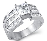 Solid 14k White Gold Princess Cut CZ Cubic Zirconia Engagement Wedding Ring 2.0 ct