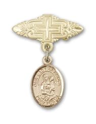 Gold Filled Baby Badge with Our Lady of Knock Charm and Badge Pin with Cross