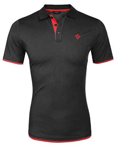 Coofandy Men's Casual Short Sleeve T-shirt Contrast Color Polo Shirts