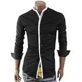 Doublju Mens No Collar Layered Dress Shirts(2M)