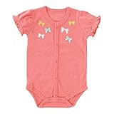 (チャックル) chuckle リボンいっぱい半袖前開きロンパース ピンク 80cm P2185-80-20