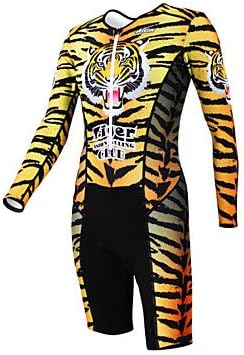 Triathlon Tiger Stripes Yellow Long Sleeve Wear and Shorts Conjoined Cycling Clothing