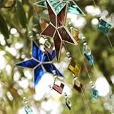 Coloured shooting star glass mobile - blue