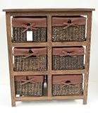 6 DRAW BATHROOM LIVING ROOM WICKER STORAGE UNIT CABINET. UNIT: 60x38x71cm (LY09-565/6 BR)