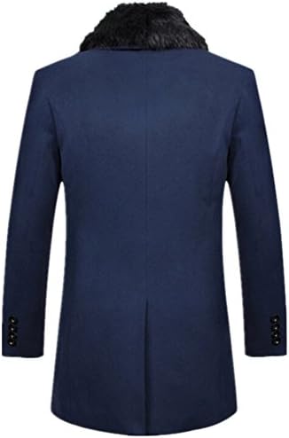 SenseFit Men's Long Coat Cashmere Slim Fur Collar Windbreaker