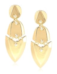 KARA by Kara Ross Small Metal Artemis Earrings, Gold with Crystals Drop Earrings