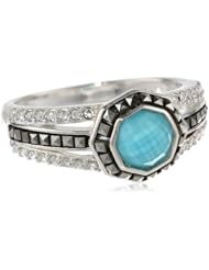 Judith Jack "Mini Octagons" Sterling Silver, Turquoise and Marcasite Band Ring