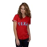 MLB Women's Texas Rangers Michael Young Scarlet Alternate Short Sleeve 5 Button Synthetic Replica Baseball Jersey  (Scarlet, Large)