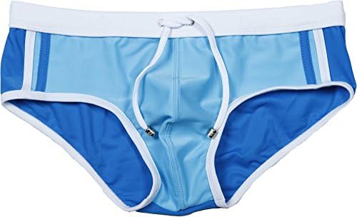 Tulio B413A-Side Striped Men's Swim Brief with Contrasting Back-Turquoise-Medium