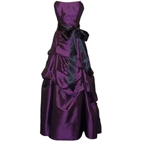 Strapless Taffeta Bridesmaid Prom Holiday Formal Gown Long Dress