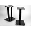 1 Paar Boxenst�nder V2 Black-Line aus Glas / Alu mit Spikes, 2 S�ulen, Kabelkanal
