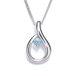 Rhodium plated silver with sky blue topaz