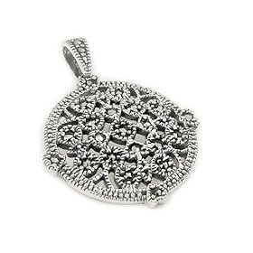 Antique look sterling silver marcasite round shape filigree pendant jewelry