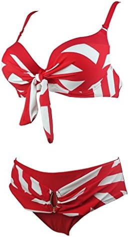 Amyila Women's Plus Size Winter Holiday Striped Bikini Bathing Suit
