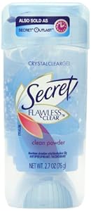 Secret Flawless Clear Crystal Clear Gel Clean Powder Scent Antiperspirant & Deodorant 2.7 Oz (Pack of 4)