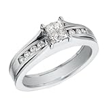 Princess Cut Diamond Engagement Ring & Wedding Band Set 1/2 Carat (ctw) in 14K White Gold