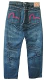 NEW AUTH. $395 EVISU Genes Men's Jeans Stains Distressed Size 42