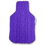 Reusable Soothera Thermal Gel Bead Heating / Cooling Water Bottle Cover Cable Knit - Purple