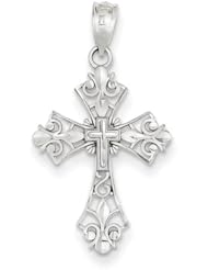 14k Gold White Gold Filigree Cross Charm