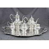 Chantilly by Gorham, Sterling 6-PC Tea & Coffee Service w/ Tray, Monogram M.W.R.
