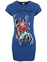 Ed Hardy T-Shirt "Hawkback" Damen Blau