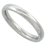 Surgical Steel 3mm Domed Wedding Band Thumb / Toe Ring Comfort-Fit High Polish, sizes 5 to 12