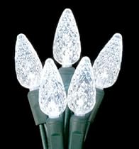 Led Christmas Light White 70 Count 6C Shape Green Wire