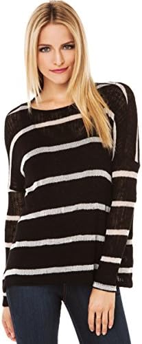 AKIRA Red Label Women's Striped Sweater Medium Black