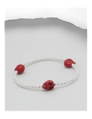 Skull Stretch Bracelet In Sterling Silver