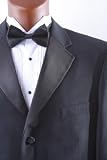 Mens Single Breasted Three Button Black Super 150s Tuxedo Flex-Fit Waist