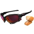 Oakley Jawbone Men's Asian Fit Polarized Casual Sunglasses w/ Free B&F Heart Sticker Bundle - Polished Black/Positive Red Iridium, Persimmon