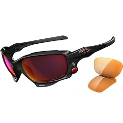 Oakley Jawbone Men's Asian Fit Polarized Casual Sunglasses w/ Free B&F Heart Sticker Bundle - Polished Black/Positive Red Iridium, Persimmon