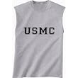 USMC Marines Sleeveless T-Shirt - Authentic Military Style Physical Training T-Shirt in gray