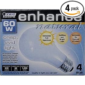 Feit Electric 60A D 4 Enhance 60-Watt A19 Full Spectrum Bulb, 4 Pack by Feit Electric