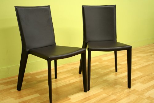Best Price Baxton Furniture Studios Russo Bonded Leather Dining Chair, Chocolate Brown, Set of 2