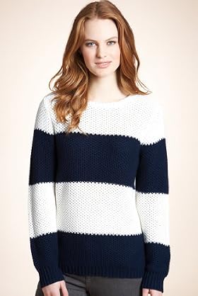 Pure Cotton Honeycomb Stripe Chunky Knit Jumper