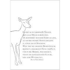 Stilvolle Weihnachtskarte mit Weihnachtsgedicht und Reh