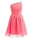 Fairy Couple Girl's One Shoulder Ruching Short Chiffon Flower Girl Dress K0122