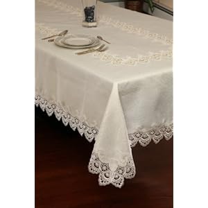 Lace Tablecloth Oblong/rectangle 68x90 Ivory Washable