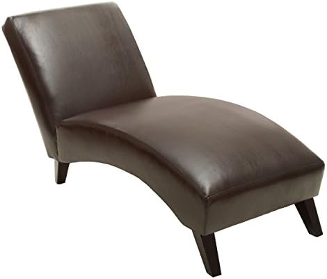 Bonded Leather Luxury Chaise Lounge Daybed Living Room Furniture Office wood Brown Assembly 26.8Lx60.4Wx32.5H in Seat 15 in h x 27 in w x 62 in d Floor to highest curve 18in Floor to footrest 6.5in