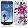 Samsung Galaxy S3 i9300 Wei� / Lila / Schwarz H�lle Blume Lila. Schutzh�lle TPU Silikon Case f�r Samsung Galaxy S3 i9300