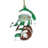 Michigan State Spartans NCAA Striped Acrylic Basketball Snowman Ornament (2.5)