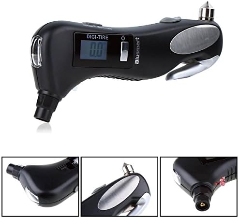 Goldiger LCD Digital Tire Gauge Auto Emergency Tool whit LED Flashlight Glass Hammer Seat Belt Cutter