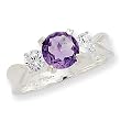 Sterling Silver Amethyst And CZ Ring