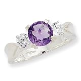 Sterling Silver Amethyst And CZ Ring
