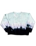 IMAGE OF Zinnias - Girls Long Sleeve Dip Dyed Sweater, Light Blue, Lavender, Navy (Size 12)