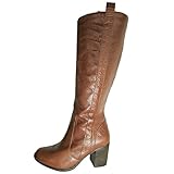 Steven By Steve Madden Womens P-Twisted Riding Boots, Cognac, US 8.5